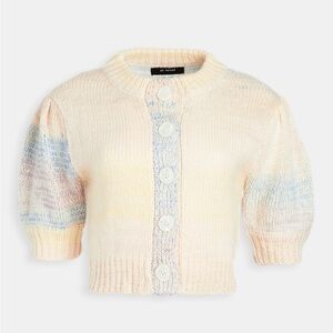 En Saison Ombré Cardigan Top with Puff Sleeves